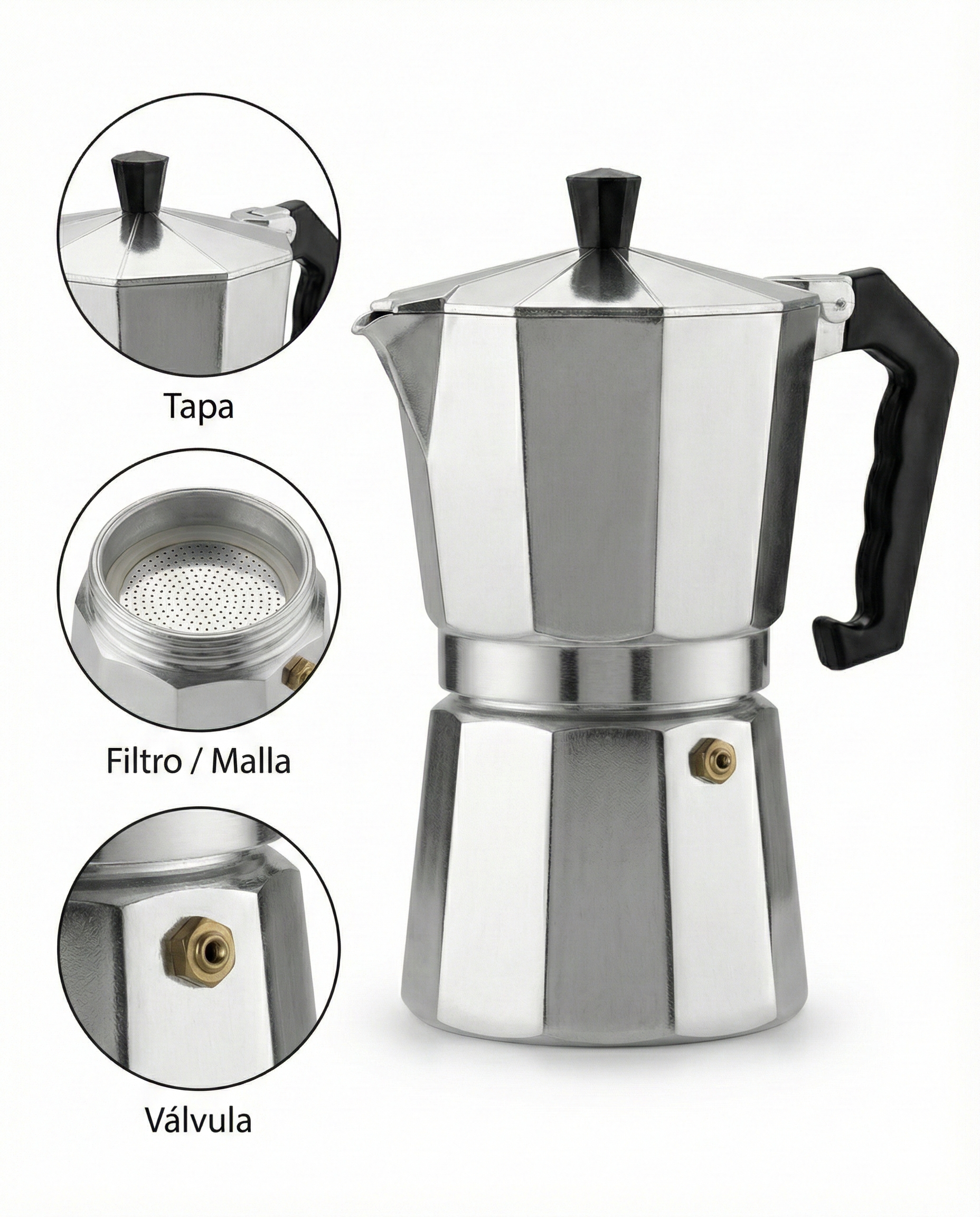 Cafetera Moka Italiana 6 Tazas – Pa' los que les Gusta el Café con Berraquera