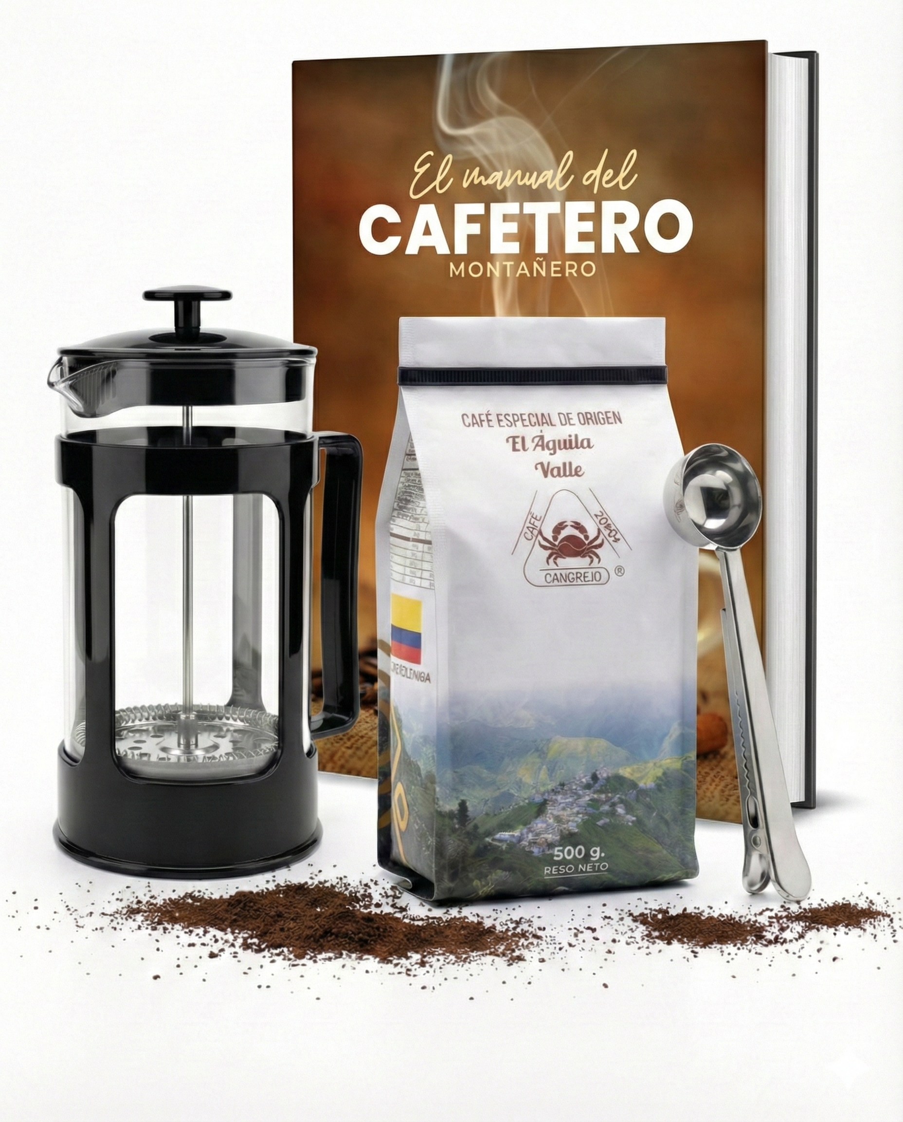 Pura Elegancia Arriera: Kit Ritual Premium con Prensa Francesa + El Encime del Ebook y Cuchara